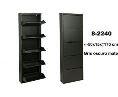 SuskaRegalos-Mueble zapatero de metal de 5 cajones en color gris oscuro mate