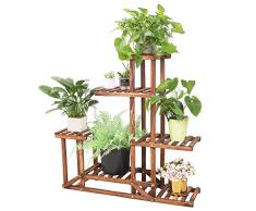 Soporte de Madera para Flores Estantería Decorativa de Macetas Plantas para Exterior Interior con 6 estantes 96×95×25cm