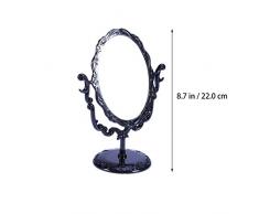 Lurrose Espejo de maquillaje de mesa Espejo de estilo gótico vintage Marco de plástico con rosa y mariposa