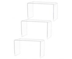 Cabilock 3 piezas de acrílico en forma de u rack de almacenamiento estante de escritorio elevadores pantalla de exhibición de detalles claros para bolsa de billetera juguete cosmético (10 cm)