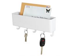 mDesign - Centro organizador de correspondencia, cartas, porta llaveros; para recibidor, cocina - de pared - Blanco