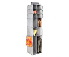mDesign - Organizador de tela, colgante, para almacenamiento en armario; guarda zapatos, botas, carteras de mano, sobres - 16 compartimientos - Gris