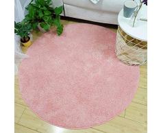 Fansu Tapete Redondo Interior Alfombra Cocina Dormitorio Sala Piso Moqueta Mats Felpudos, Estera de Felpa Corta Cojín Antideslizante Decorativo Suave Superficie (120cm,Rosa)
