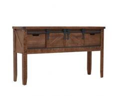 UnfadeMemory Mesa Consola Recibidor de Entrada,Mesa Alta Cocina,Mesa de Entrada,Mueble Auxiliar,Estilo Rústico y Vintage,con 2 Cajones y 2 Compartimentos,Madera Maciza de Abeto,131x35,5x75cm Marrón