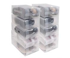 Kurtzy Cajas Guardar Zapatos (Pack 20) - (18 x 30.5 x 10 cm) Plástico Corrugado Transparente Plegables Organizador Zapatos Impermeable Cajas - Caben Zapatos Pequeños, Medianos - Ideal para Viajes
