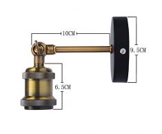 Splink Vintage lámpara de pared metal industrial latón acabado cabeza de cobre con casquillos E27 Socket para casa, bar, restaurantes, cafetería, club Decoración