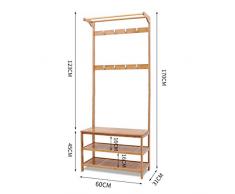 TLMY Color natural Longitud 60 cm Pasillo simple Zapatero de pasillo Estante de bastidor Estante de zapato de bastidor Colgador de combinación de zapato Banco de sala de estar 170 x 31 x 60 cm. Perche
