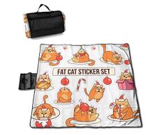 Olie Cam Juego de Pegatinas Fat Cat para Manta de Picnic navideño con tapete de Picnic Plegable Impermeable Resistente al Agua