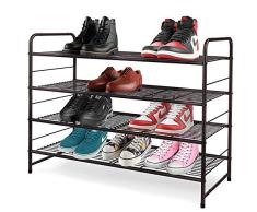 YOMYM Estante del Zapato, Zapatero de Negro de Metal Estantes, Organizadores de Zapatos, Zapatero con 4 Estantes de Zapatos de Torre Organizador del Estante del Almacenaje, Zapatos hasta 20 Pares