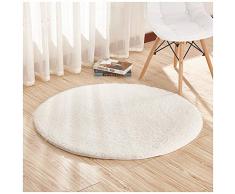 DaiHan Alfombra Shaggy de Pelo Largo, Soft Antideslizante Tapete Redondo Decorativo Sala Dormitorio Y Baño Blanco 40CM