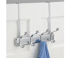 InterDesign York - Perchero con 4 ganchos para colgar sobre perfil de puerta, color cromado