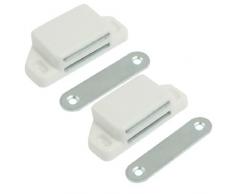 Sourcingmap a12071000ux0951 - 2 pcs puerta del armario del gabinete magntéica capturas pestillo blanco