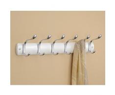 InterDesign Bruschia Colgador de pared, perchero de metal con 6 ganchos para colgar, blanco perlado/plateado