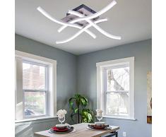ALLOMN Luz de Techo LED, Lámpara de Araña Lámpara de Techo de Diseño Curvo Moderno con luz Ondulada de 4 Piezas para Sala de Estar Dormitorio Comedor (28W 4 Luces Blanco Frío)