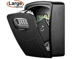 Caja Seguridad Llaves, BTNEEU Caja Combinacion Llave Grande, Caja Llaves Codigo Montaje en Pared, Key Lock Box 4 Dígitos Combinacion Almacenamiento Seguro para Casa Coche Garaje Escuela Gimnasio