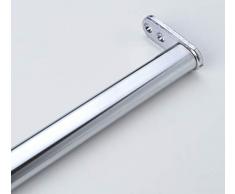1 Tubo de armario guardarropa barra perchero ovaqlado metal cromado brillante longitud ajustable 600-900mm diametro 22 x 15mm