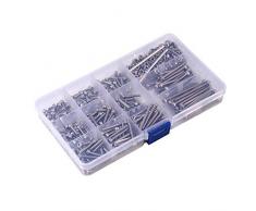 440 unids M3 Acero Inoxidable Cabeza Hexagonal Tornillos y Tuercas Surtido + 2 llaves Hexagonales Con Caja de Almacenamiento Transparente