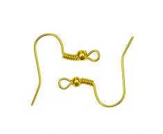 Ganchos para colgantes - 200 piezas - Acero quirúrgico chapado en oro - 18 mm con embalaje comercial Kare & Kind (Gold)