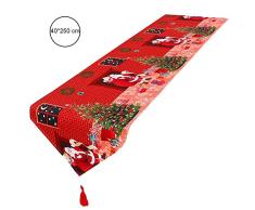 Camino de mesa de tela Camino de mesa navideño Impresión de poliéster rojo Patrón de navidad Bandera de mesa Decoración navideña Fiesta festiva Cena Navidad Cena Tapete de tela ( Size : 40*250 )