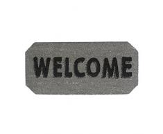 Relaxdays Fußmatte Kokos, Wasserfest Tapete Welcome, Fibra de Coco, Gris, 33x70x1.5 cm