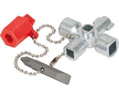 KS Tools 130.1010 - Mini llave para armario de distribución, con cadena y adaptador de bits (tamaño: 45 x 45 mm, 42 mm)