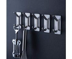 ZUNTO 5 Piezas Ganchos Adhesivos Toalla Ganchos Para Pared de Cocina Baño Autoadhesivo Perchero de Acero Inoxidable
