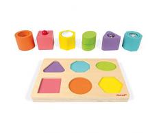 Janod- Puzzle DE 6 Cubos SENSORIALES I Wood Sensoriels, Multicolor (Juratoys SAS J05332)