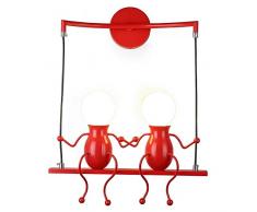 FSTH Lámpara de pared creativa Característica noche de la lámpara moderna lámpara de pared de la muñeca El columpio infantil lámpara de pared adecuados Rojo-2