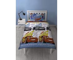 Disney Cars 3" Lightning - Juego de Funda nórdica y diseño de impresión de repetición, Cama Individual
