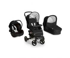 Hauck Miami 4S Trio Set - Coche de bebes 3 piezas de capazo, sillita y Grupo 0+ para recién nacidos hasta bebes/niños de 15 kg, cesta grande para la compra, plegable, color negro y gris