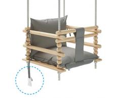 MAMOI - Columpio para niños, Columpio 3 en 1 + cinturón de Seguridad, Columpio para niños pequeños, Columpio para bebé y Columpio, Columpio de Madera para niños … (Grau, Hellgrau)