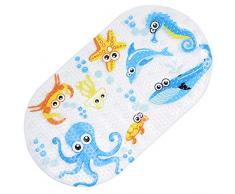 chuckle Alfombra de Baño Antideslizante para Bebés Niños, 39x69cm| Alfombrilla Bañera Resistente al Moho, PVC Ventosas Fuertes para Seguridad| Bañera Baño Suelo Ducha| Lindas Criaturas Marinas.