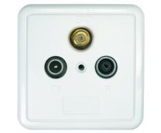 Axing SSD 2-00 enchufe toma final de antena satélite con tapa y marco (SAT, TV, Radio) blanco