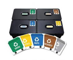 Haberdashery Online 5 Etiquetas Adhesivas para Reciclaje Basura. Pegatinas para la gestión de residuos. Cada una de 4,8 x 4,8 cm. Resistentes al Agua. Modelo XS