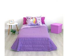 DHestia Cocha Bouti Niña Reversible para Primavera/Verano 100% Algodón Natural con Cojín, Unicornio Mágico (170x260 (Cama 90/105 cm), Multicolor, 170 x 260 cm