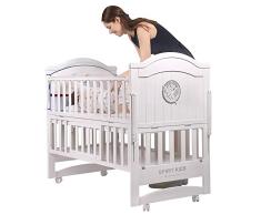 VIUNCE Cama de bebé de Madera de Pino Blanco de 110 cm de Longitud, Lata Se Convierte en una Cama Junior, la Cuna del bebé Puede ser Cuna Mecedora, la Cama se Puede Extender hasta 160 cm Cuna