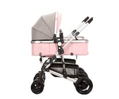 Cochecito Gemelos Plegable Sillas De Paseo Gemelar Dúo Twin Color Gris Puede Sentarse La Mitad De La Mentira 0-3 Años De Edad,60Kg Máximo,Upgradedversionpink