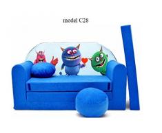Sofá niños sofá cojín y puff Mini sofá transformabile en cuna cama.