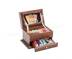 Odoria 1/12 Miniatura Caja de Coser Decorativo para Casa de Muñecas