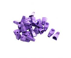 sourcing map 25 Piezas Morado Red Cable RJ45 Enchufe de Tapones embellecedores de Fundas para Conectores de tensión