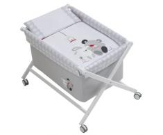 Interbaby Amigos - Minicuna de madera + textil, color blanco/gris