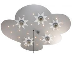 Niermann Standby 667 - Lámpara de techo LED con 5 puntos de luz (5 bombillas E14, 40 W máx.), diseño de nube, madera lacada color plateado