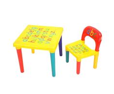 Mesa y Silla con Abecedario para Niños, Escritorio y Silla de Infantil Plastico para Jardín de Infancia Cuarto de Niños en Casa