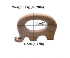 Coskiss La dentición de juguete de madera elefante Rabbitfish erizo Mordedor Bebé de la naturaleza orgánica Ecológico Holder collar de madera / regalo del bebé pulsera de enfermería (4)