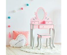 Mesa de Tocador Rosa de Madera con Espejo y Taburete de Teamson Kids TD-12851A