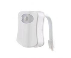 Tapa de inodoro con luz nocturna LED, lámpara con sensor de movimiento, alimentada por pilas, iluminación del inodoro para cuarto de baño de niños, hogar, 8 cambios de color