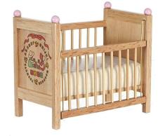 Melody Jane Casa de Muñecas Cuna Cuna Roble Claro ABC Cintas 1:12 Escala Bebé Guardería Muebles