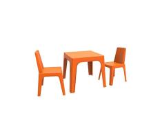 resol Julieta Set Infantil de 2 sillas y 1 Mesa para Interior, Exterior, jardín - Color Naranja