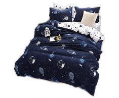 Juego De Cama 3D El Favorito De Los Niños - Universo Y Nave Espacial Poliéster Suave Y Cómodo - Funda De Tejido De Microfibra con Funda De Almohada ((150x200cm)-Cama de 90,Universo)