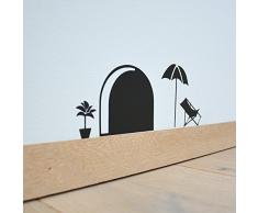 Pared Adhesivo Ratón Agujero con sombrilla y silla, Negro 22x 8cm